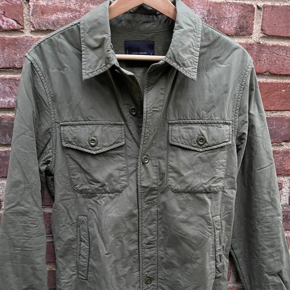 Lucky Brand Quilted Shirt Jacket Bronze Green - S